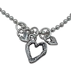 M80 Sterling Silver 925 Heart Charms on Ball Chain Necklace 18 Inch